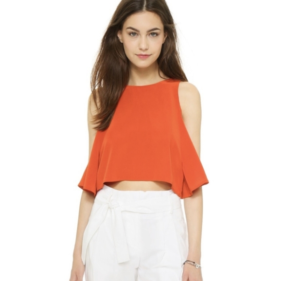 Ellesasson Teresa *Blue Silk Hi-lo Cutout Crop Top size 6 euro 38 - Picture 4 of 10